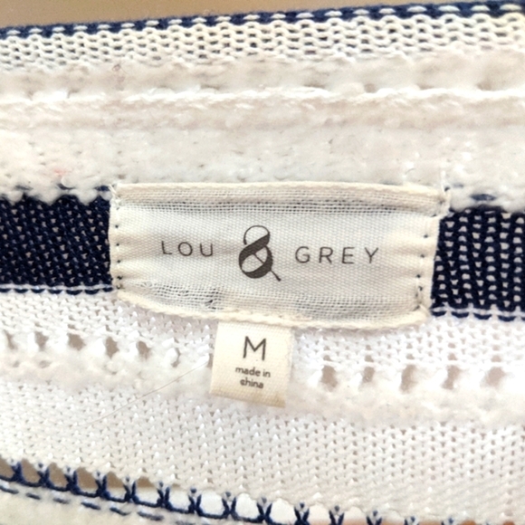 Lou & Grey Striped Sweater Size M, Navy Cream - Picture 4 of 9